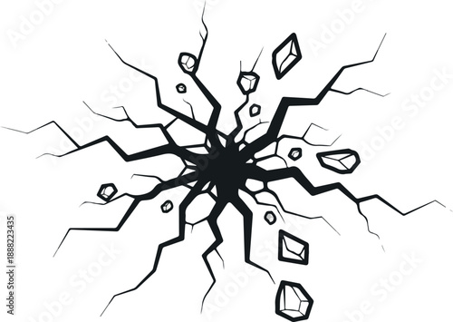 Cracked surface illustration of damage and destruction, perfect for design and concepts