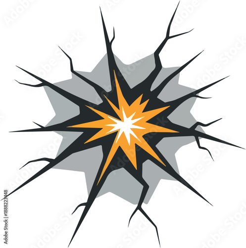 Cartoon Explosion Graphic A Dynamic Illustration with Bursting Energy and Impact