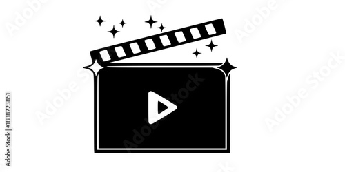 AI Video Generation Sparkle Icon Silhouette