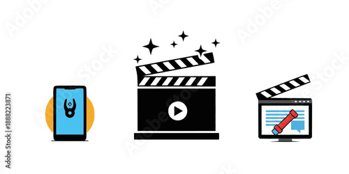 AI Video Generation Sparkle Icon Silhouette