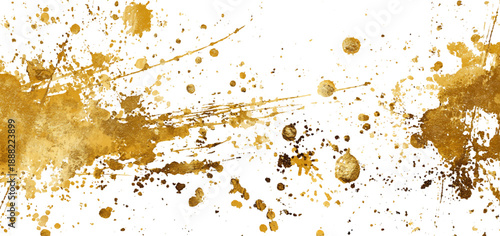 Vector golden grunge wall texture background. vintage golden paint splatter scratch magic glitter transparent background.