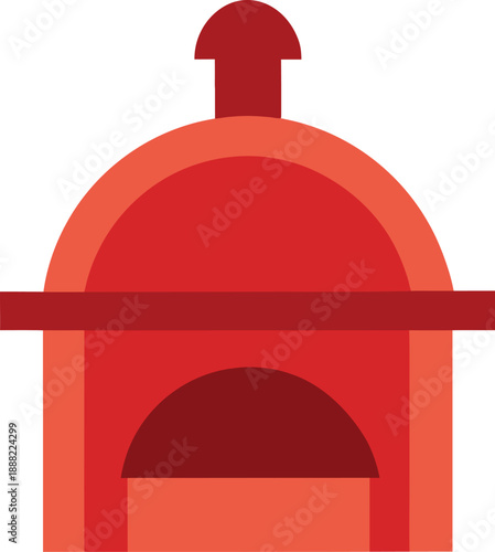 Red Pizza Oven Icon with Dome and Chimney