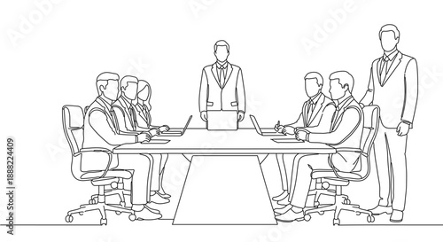 business meeting executives discussing strategic plans in a modern conference room for corporate communication and future growth presentations.