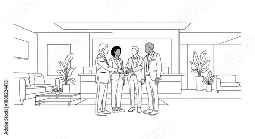 business partners shaking hands in a modern corporate office symbolizing a successful diverse agreement and collaboration for future growth