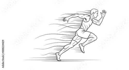 sprinter running fast with dynamic speed lines depicting athletic performance and competitive achievement ideal for sports marketing and fitness branding