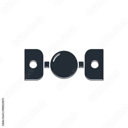 Black Silicone ball gag with a leather belt icon isolated on white background. Fetish accessory. Sex toy for men and woman. Vector