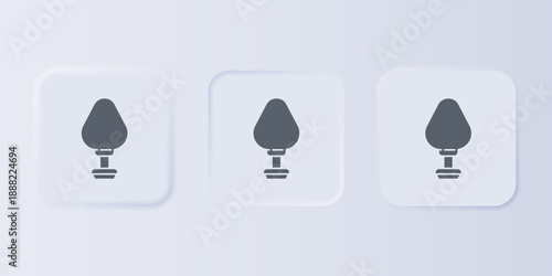 Grey Anal plug icon isolated on grey background. Butt plug sign. Fetish accessory. Sex toy for men and woman. Set icons in square buttons. Vector