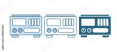Blue Electrical measuring instruments icon isolated on white background. Analog devices. Electrical appliances. Vector