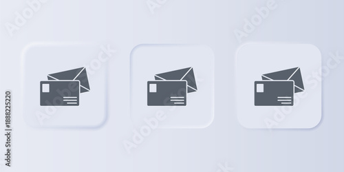 Grey Envelope icon isolated on grey background. Email message letter symbol. Set icons in square buttons. Vector