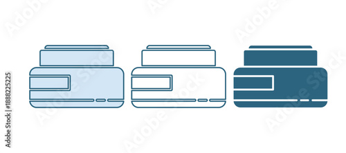 Blue Cream or lotion cosmetic tube icon isolated on white background. Body care products for woman. Vector