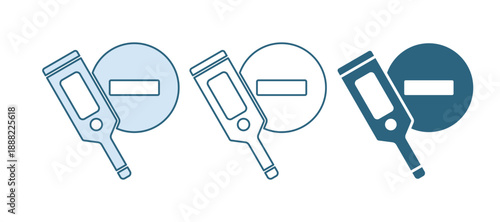 Blue Medical digital thermometer for medical examination icon isolated on white background. Vector