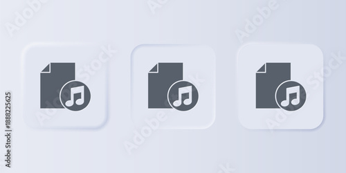 Grey Music book with note icon isolated on grey background. Music sheet with note stave. Notebook for musical notes. Set icons in square buttons. Vector