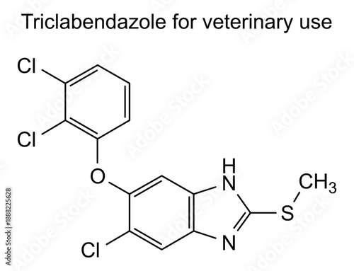 Triclabendazole for veterinary use, chemical structure of triclabendazole for veterinary use, drug substance