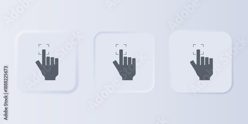 Grey Fingerprint icon isolated on grey background. ID app icon. Identification sign. Touch id. Set icons in square buttons. Vector