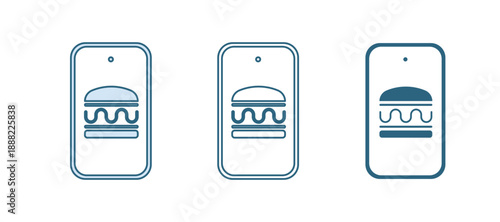 Blue Online ordering and fast food delivery icon isolated on white background. Burger sign. Vector