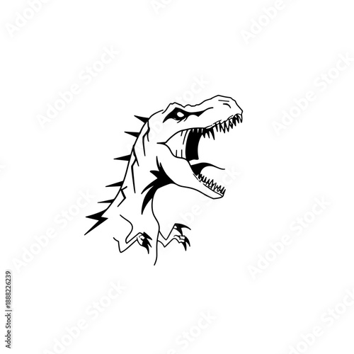 Tyrannosaurus Rex. Tyrannosaurus Rex simple black and white line art vector logo