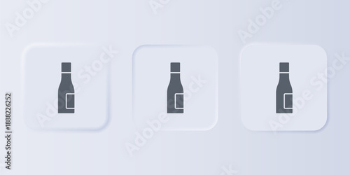 Grey Bottle of water icon isolated on grey background. Soda aqua drink sign. Set icons in square buttons. Vector