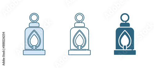 Blue Camping lantern icon isolated on white background. Happy Halloween party. Vector