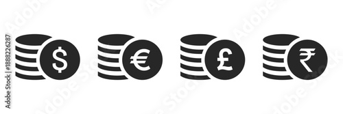 Money icon. Coin stack icon. Money symbol. Business pay concept.