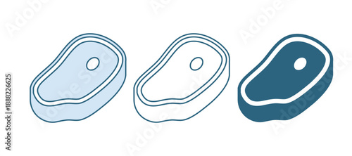 Blue Steak meat icon isolated on white background. Vector