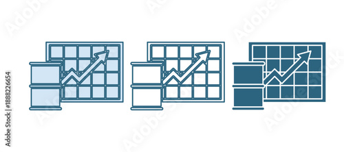 Blue Oil price increase icon isolated on white background. Oil industry crisis concept. Vector