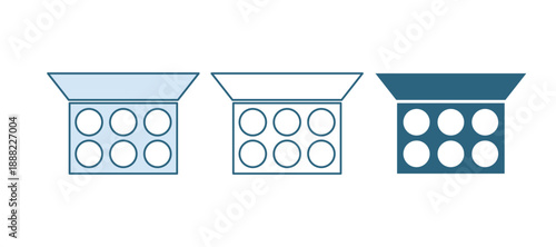 Blue Makeup powder with mirror icon isolated on white background. Vector