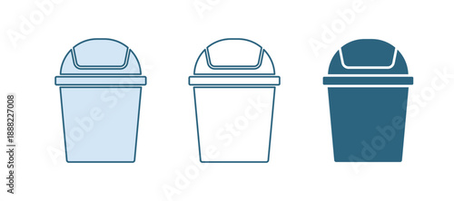 Blue Trash can icon isolated on white background. Garbage bin sign. Recycle basket icon. Office trash icon. Vector