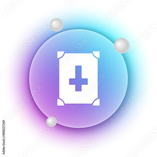 White Ancient magic book with alchemy recipes and mystic spells and enchantments icon isolated on white background. Blue and purple gradient circle background. Vector