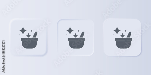 Grey Witch cauldron icon isolated on grey background. Happy Halloween party. Set icons in square buttons. Vector