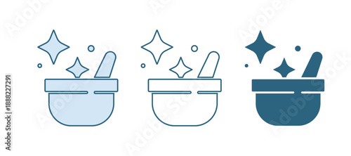 Blue Witch cauldron icon isolated on white background. Happy Halloween party. Vector