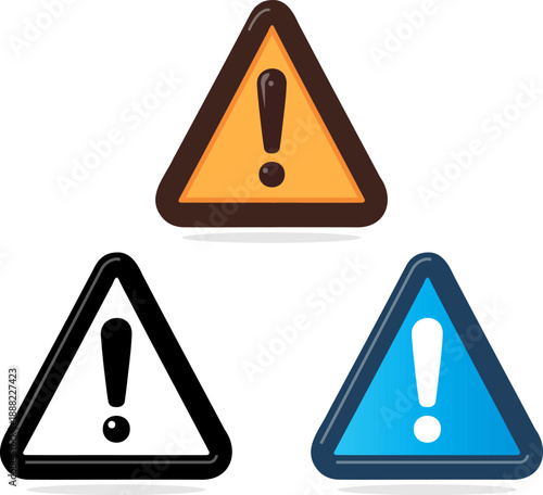 Triangle alert warning icon set with exclamation mark vector illustration