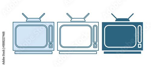 Blue Retro tv icon isolated on white background. Television sign. Vector