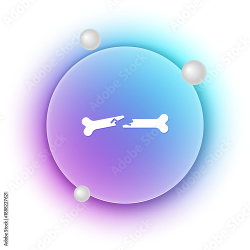 White Human broken bone icon isolated on white background. Blue and purple gradient circle background. Vector