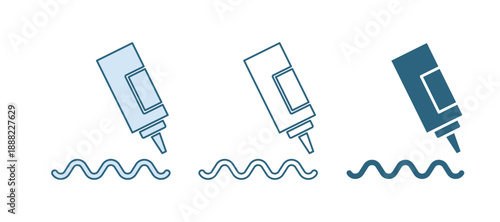 Blue Sauce bottle icon isolated on white background. Ketchup, mustard and mayonnaise bottles with sauce for fast food. Vector