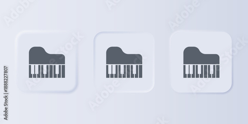 Grey Grand piano icon isolated on grey background. Musical instrument. Set icons in square buttons. Vector