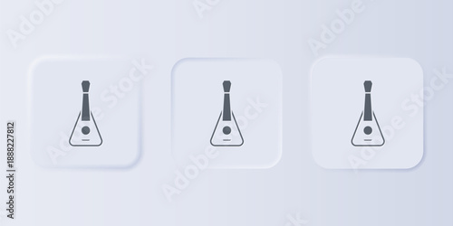 Grey Guitar icon isolated on grey background. Acoustic guitar. String musical instrument. Set icons in square buttons. Vector