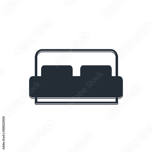 Black Hotel room bed icon isolated on white background. Vector