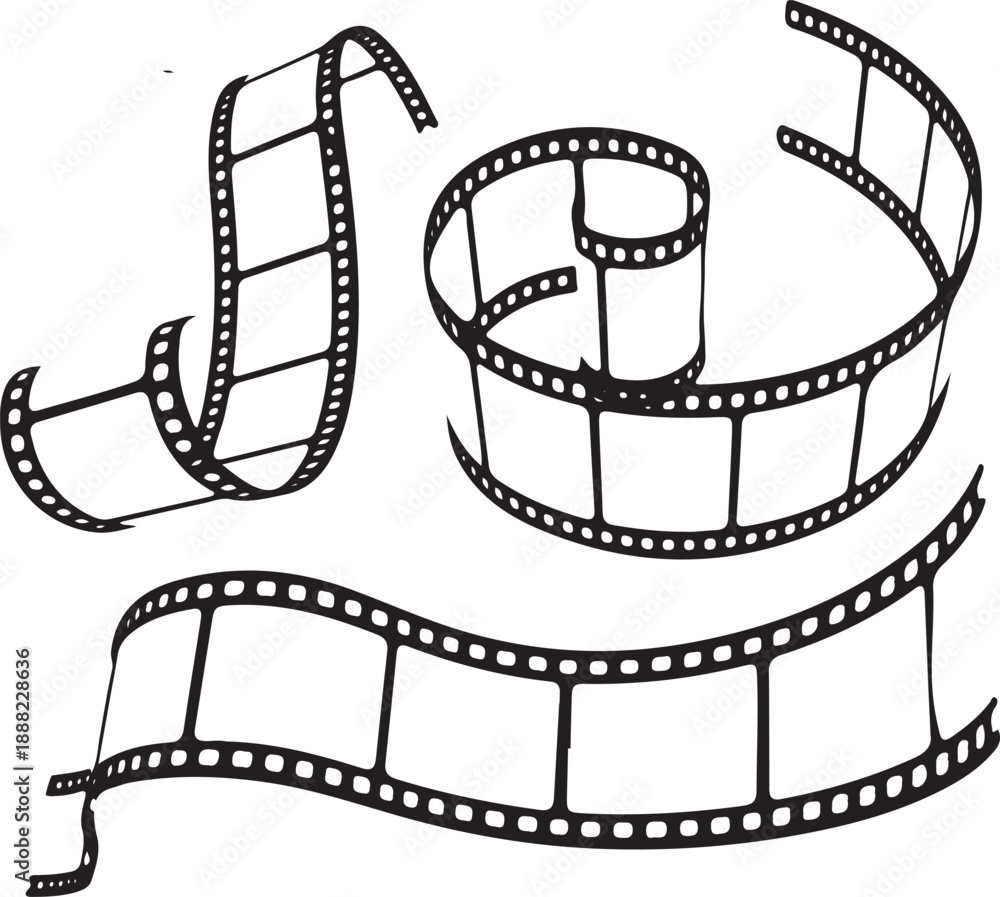 Naklejka premium Set of hand drawn film reels