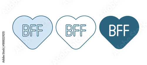 Blue BFF or best friends forever icon isolated on white background. Vector