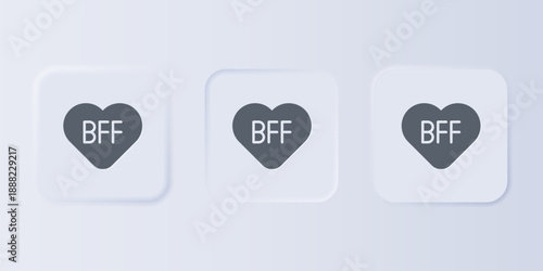 Grey BFF or best friends forever icon isolated on grey background. Set icons in square buttons. Vector