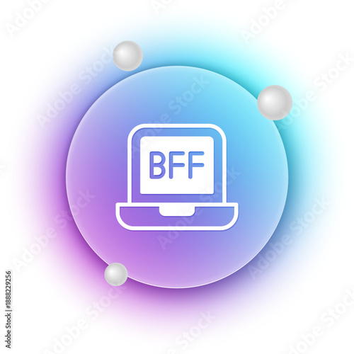 White BFF or best friends forever icon isolated on white background. Blue and purple gradient circle background. Vector