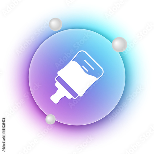 White Baby bottle icon isolated on white background. Feeding bottle icon. Milk bottle sign. Blue and purple gradient circle background. Vector