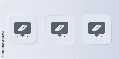 Grey Gold bars icon isolated on grey background. Banking business concept. Set icons in square buttons. Vector