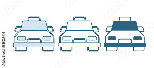Blue Taxi car icon isolated on white background. Vector