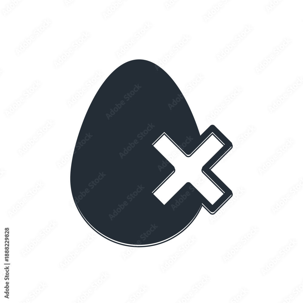 Fototapeta premium Black No egg icon isolated on white background. Vector