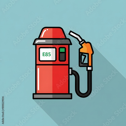 E85 ethanol fuel pump nozzle and dispenser isolated on transparent background