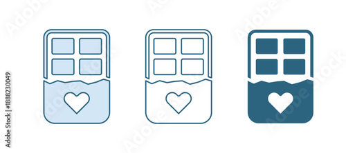 Blue Chocolate bar icon isolated on white background. Happy Valentines day. Vector
