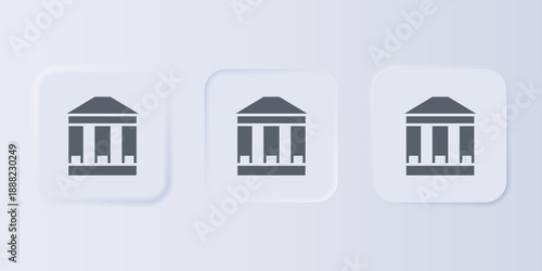 Grey Museum building icon isolated on grey background. Set icons in square buttons. Vector