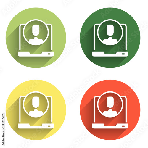 Set Telephone 24 hours support icon isolated with long shadow background. All-day customer support call-center. Full time call services. Color circle button. Vector