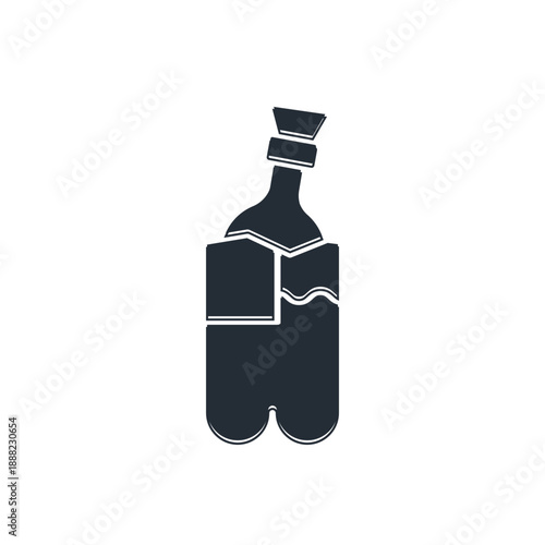 Black Glass bong for smoking marijuana or cannabis icon isolated on white background. Vector